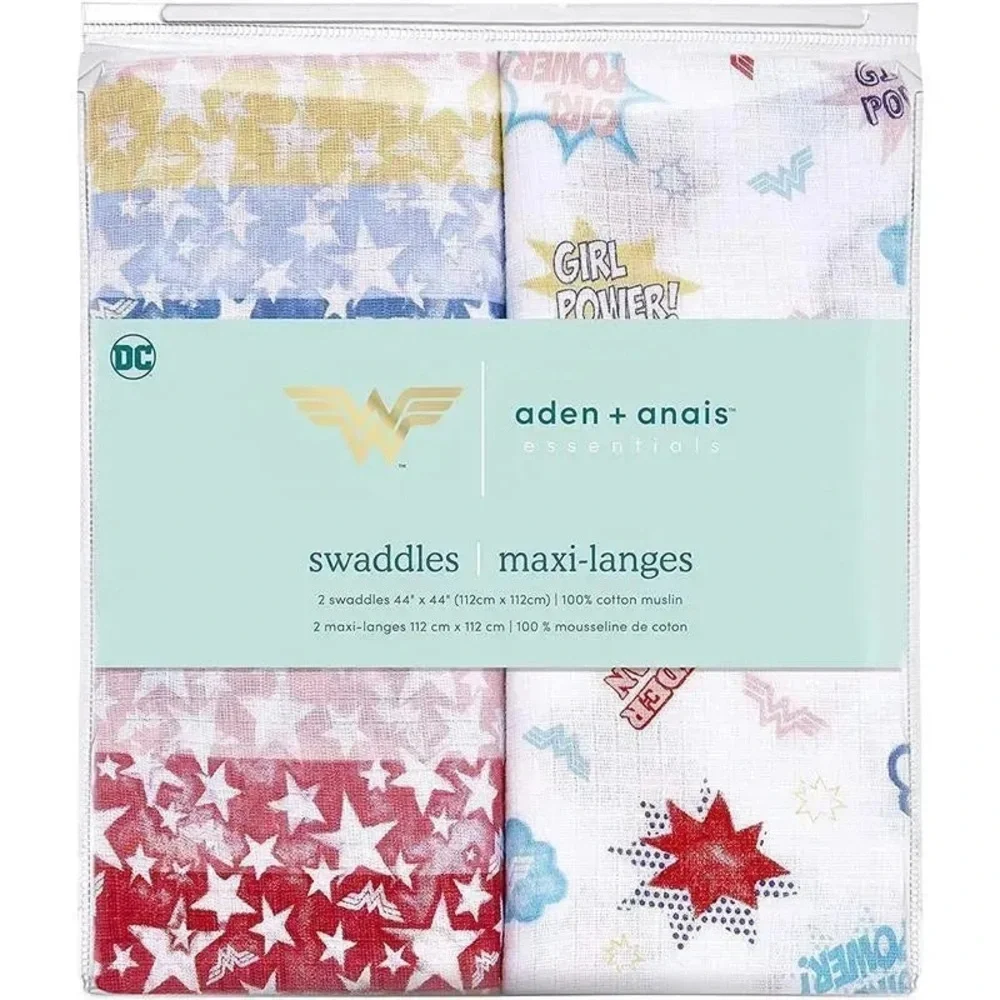 ADEN+ANAIS - 2 PK WONDER WOMAN  baby swaddle blankets